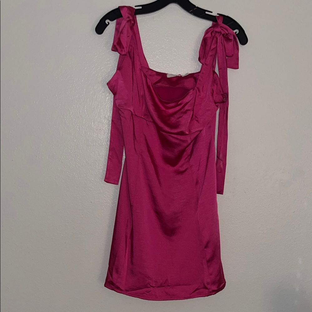 Lush Fuchsia Tie-Shoulder Mini Dress